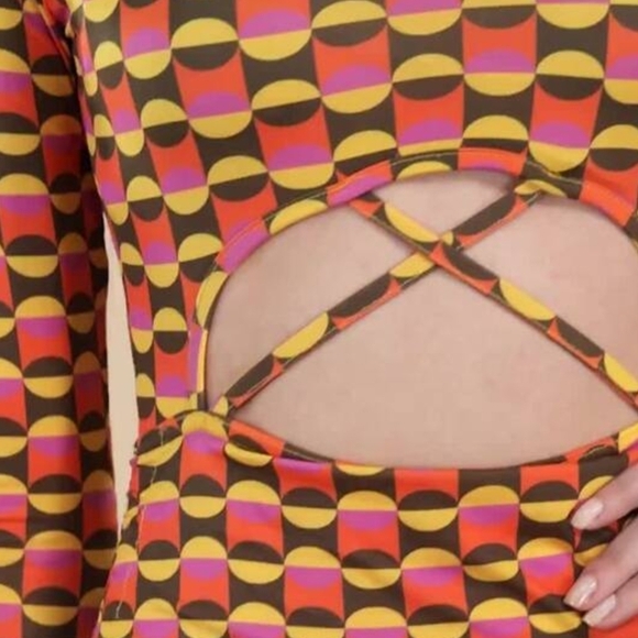 Nasty Gal Cut Out Bodysuit Dress Size 10 EUC Geometric Asymmetrical - Picture 4 of 5